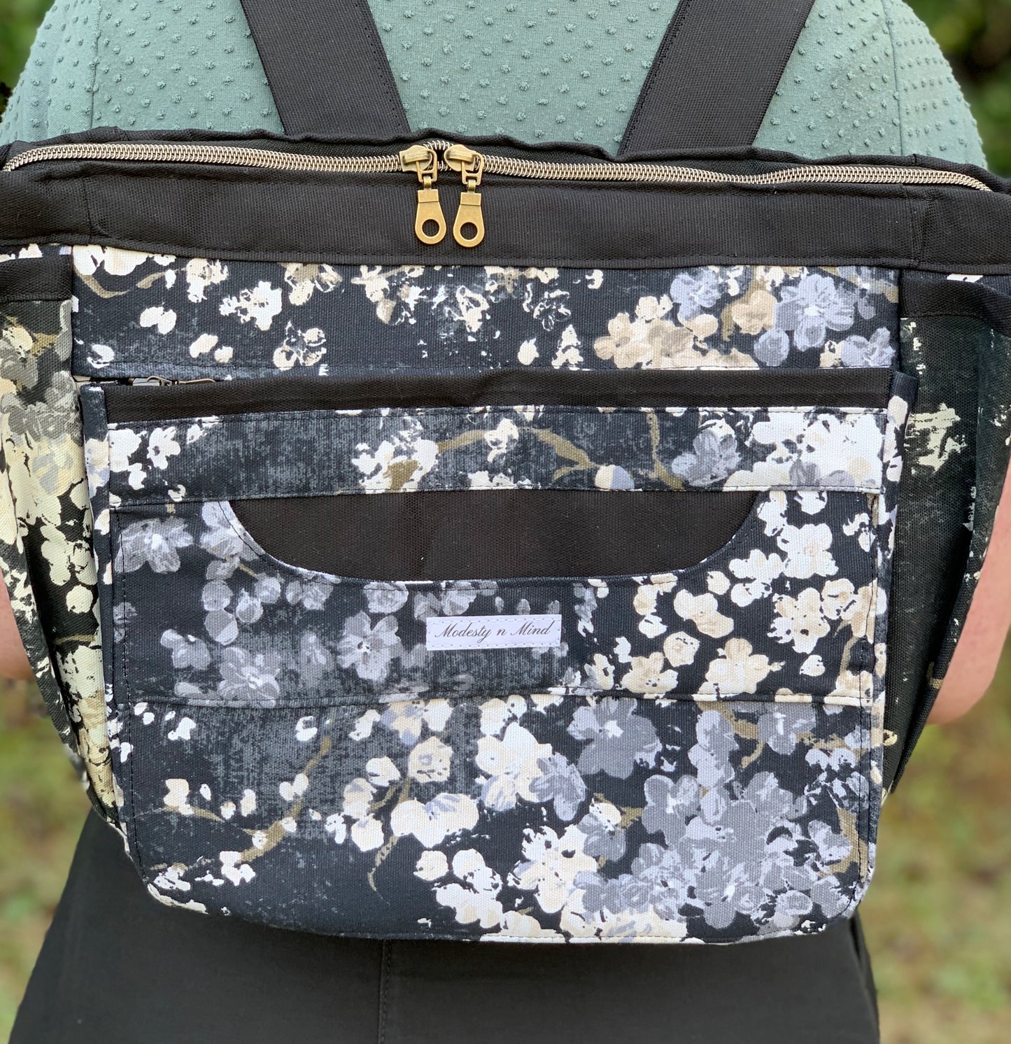 Black Floral Everyday Backpack