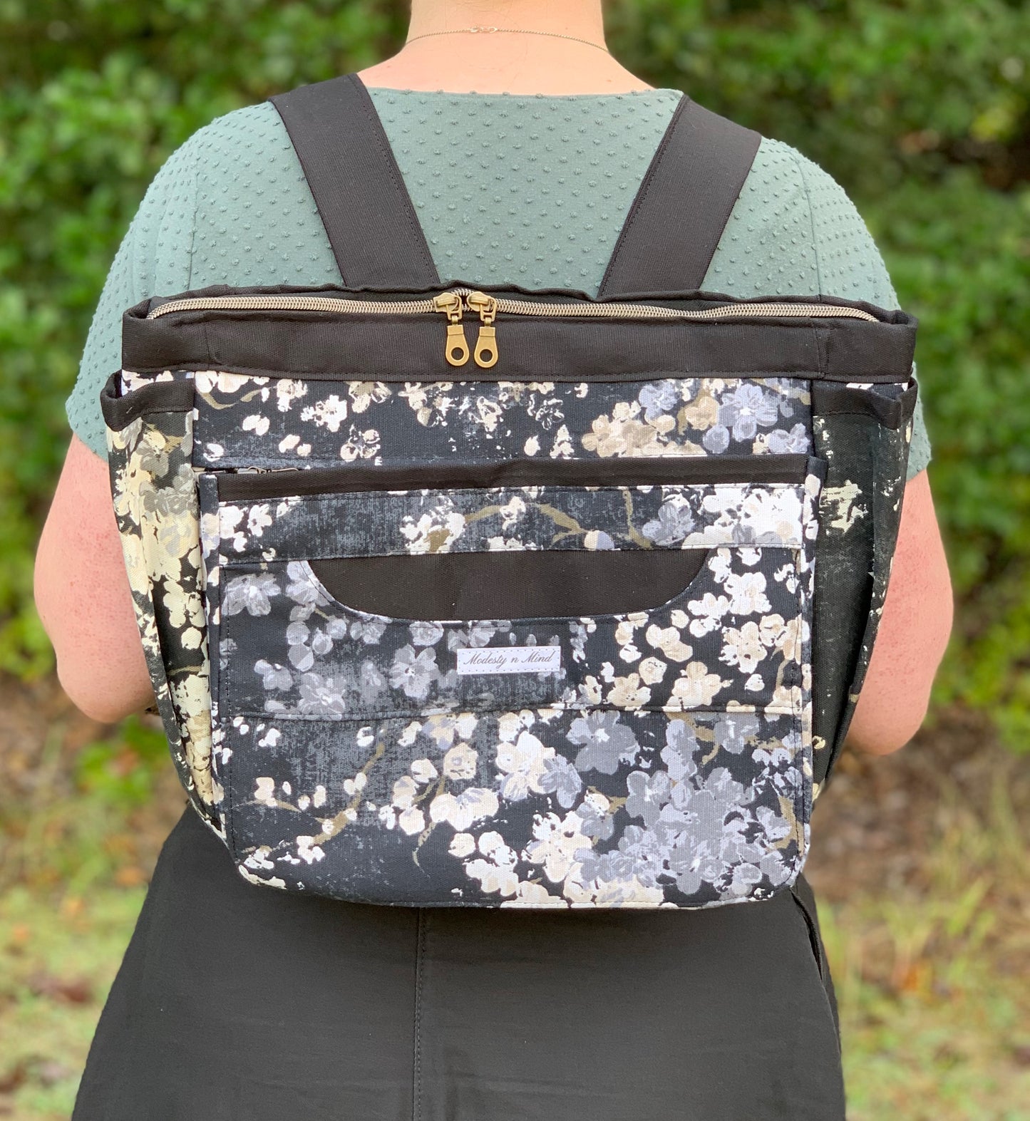 Black Floral Everyday Backpack