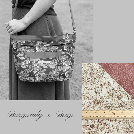 Burgundy & Beige Casual Bag