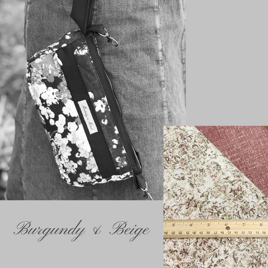 Burgundy & Beige Casual Wristlet