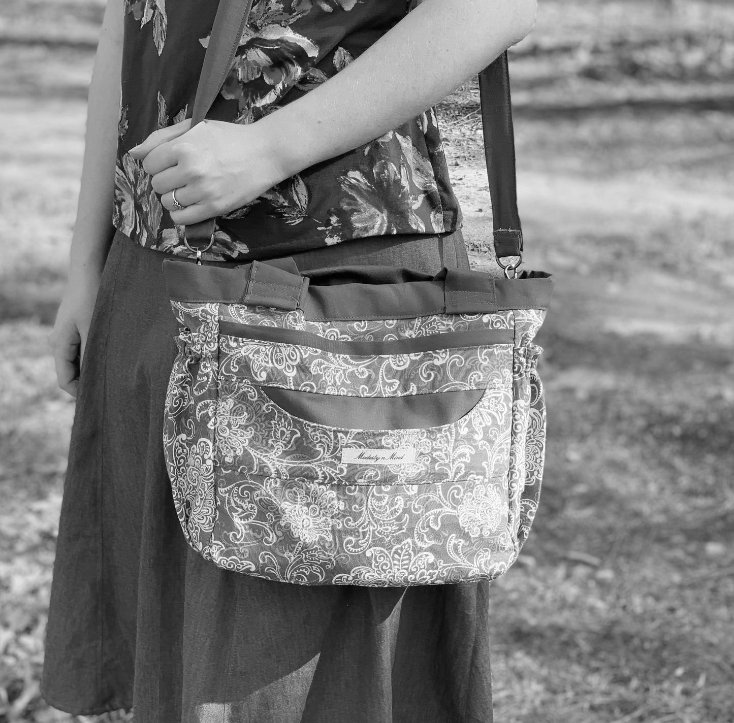 Black Floral Mini Everything Tote
