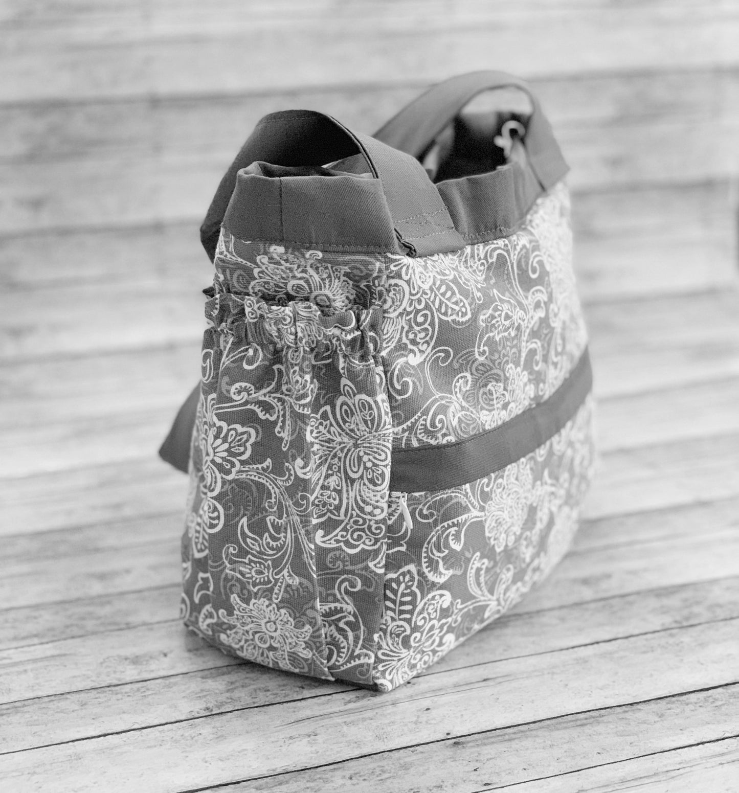 Pink Teal & Gray Floral Mini Everything Tote