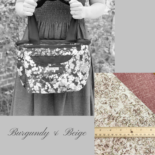 Burgundy & Beige Mini Everything Tote