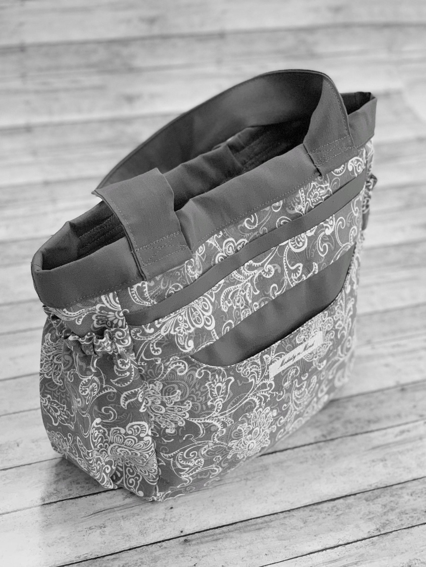 Pink Teal & Gray Floral Mini Everything Tote