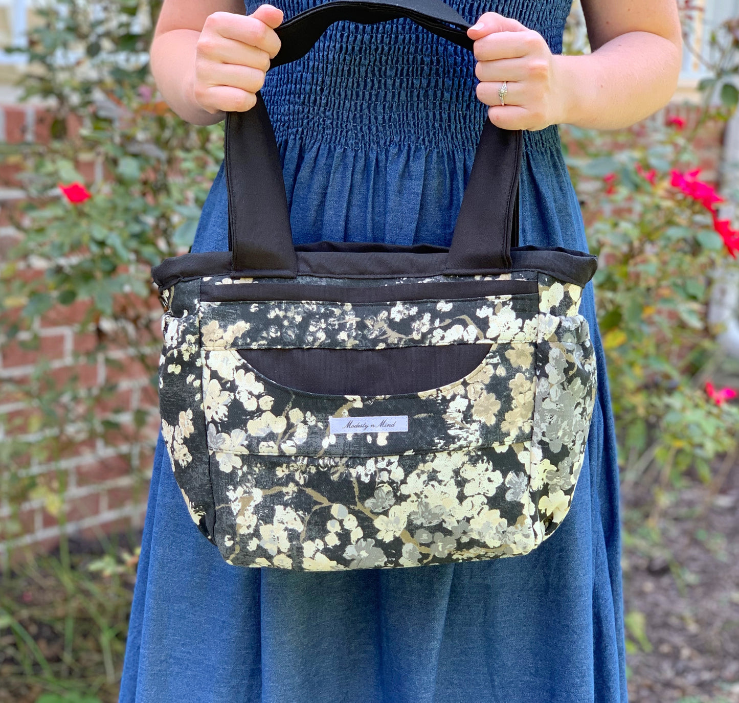 Black Floral Mini Everything Tote + Wristlet Set