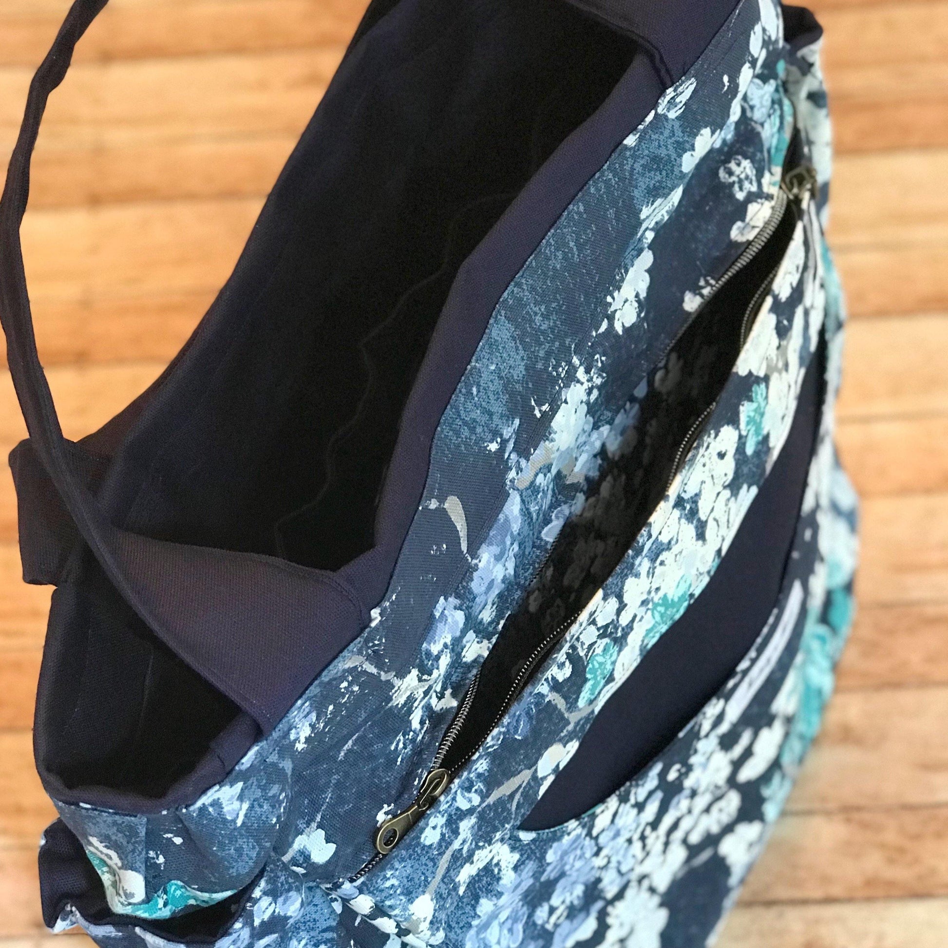 Blue Floral Everything Tote-Modesty n Mind-Made to Order,Tote Bags