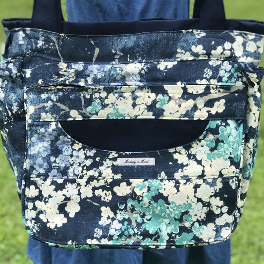 Blue Floral Everything Tote-Modesty n Mind-Made to Order,Tote Bags