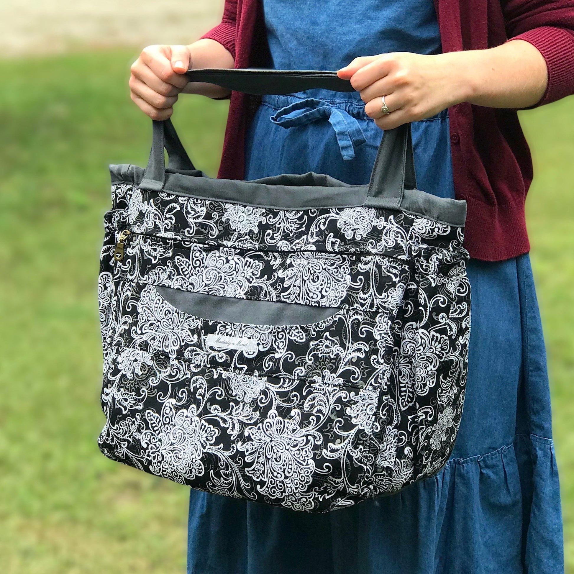 Charcoal & Black Everything Tote-Modesty n Mind-Ready to Ship,Tote Bags