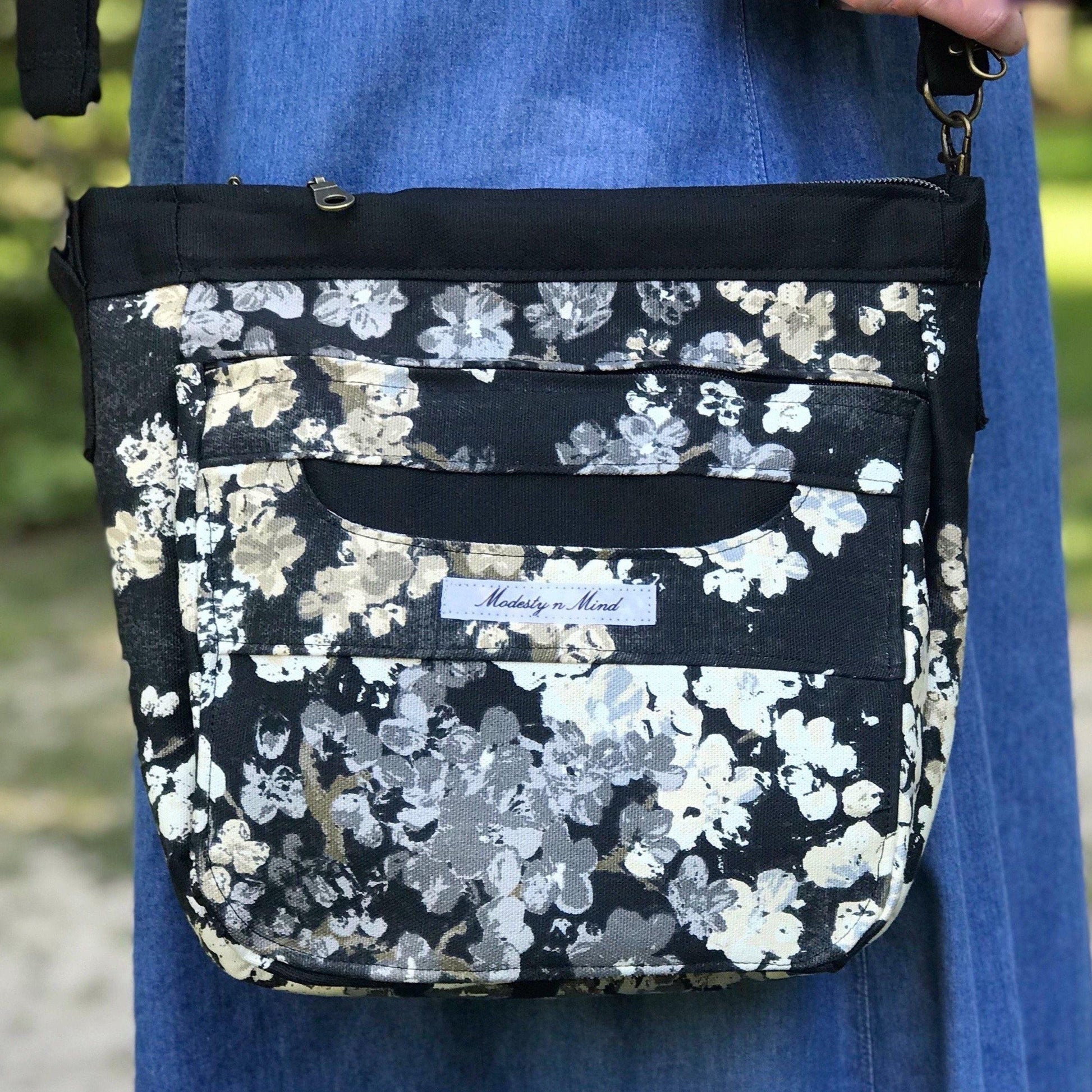 Floral & Black Casual Bag-Modesty N Mind-Made to Order,Purses