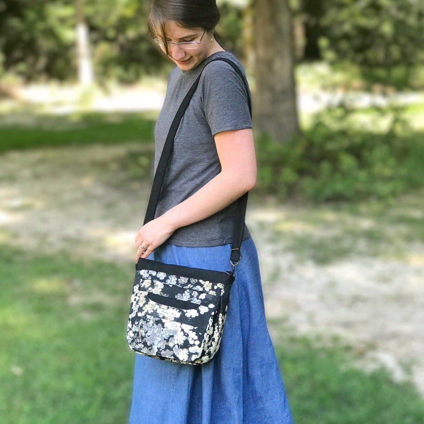 Floral & Black Casual Bag-Modesty N Mind-Made to Order,Purses