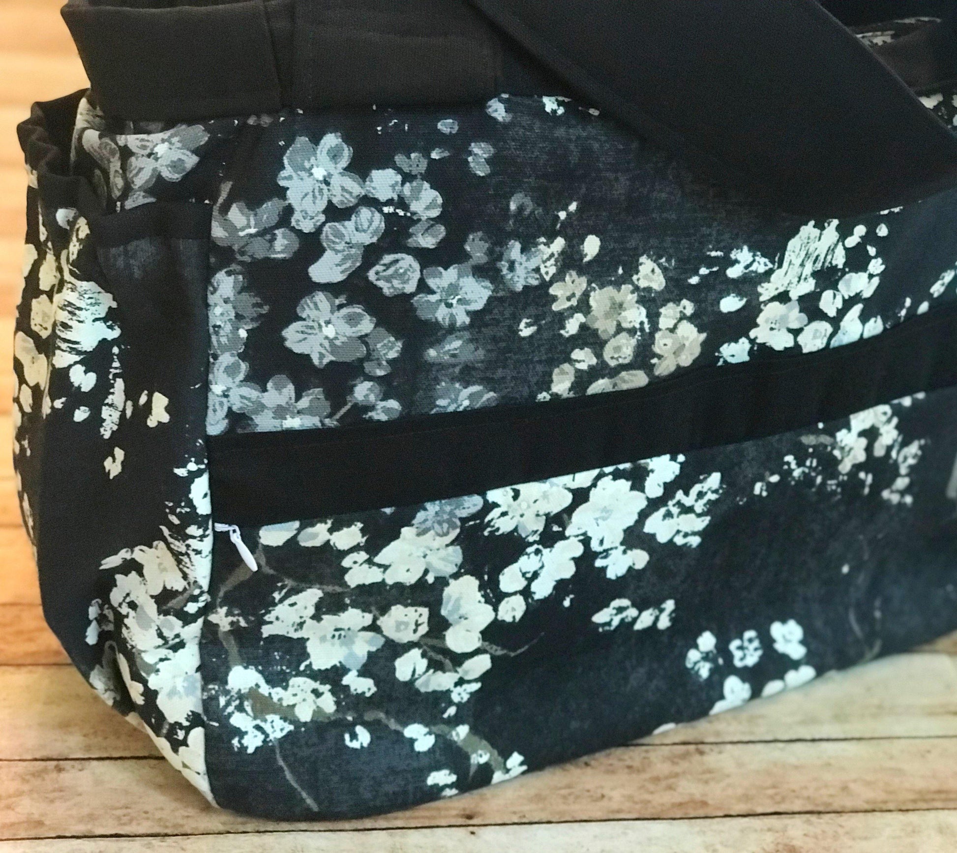 Floral & Black Everything Tote-Modesty n Mind-Made to Order,Tote Bags
