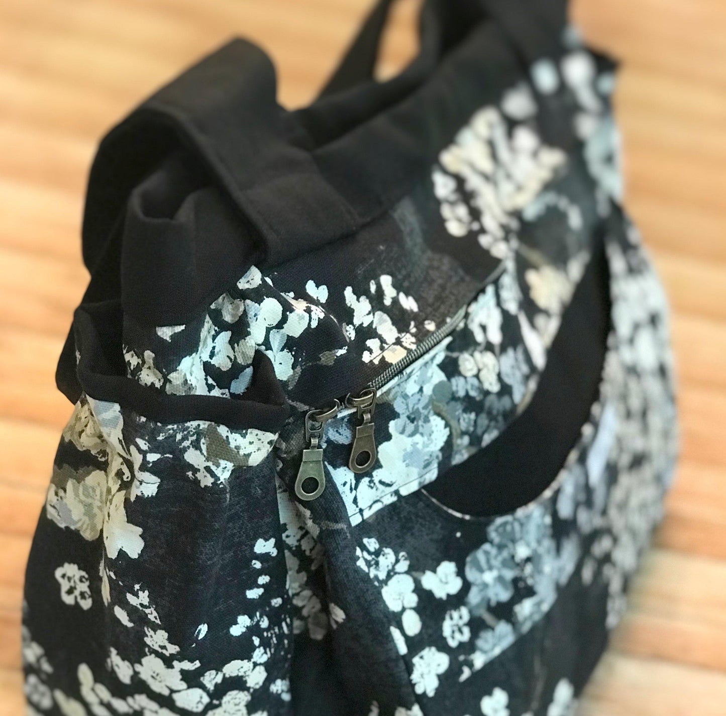 Floral & Black Everything Tote-Modesty n Mind-Made to Order,Tote Bags
