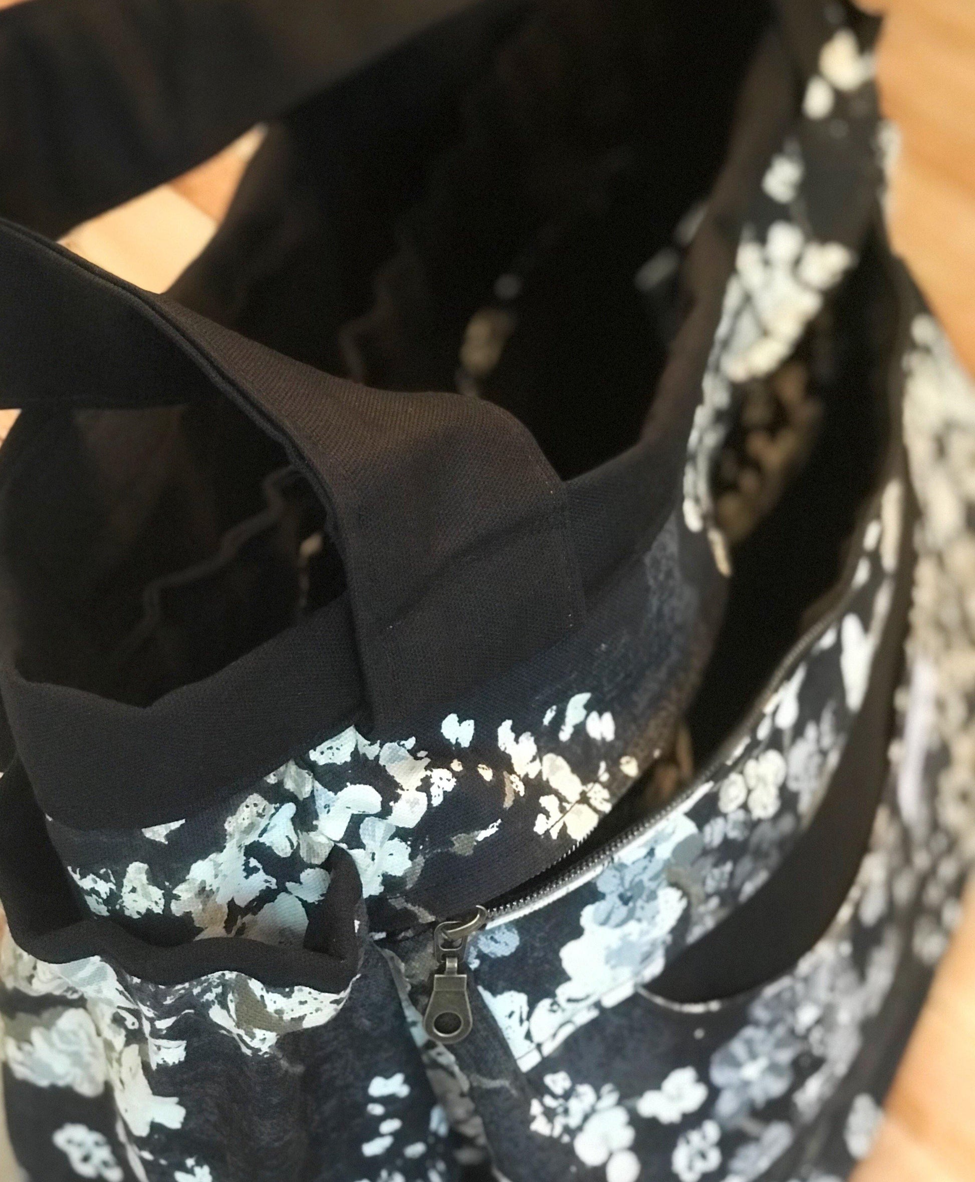 Floral & Black Everything Tote-Modesty n Mind-Made to Order,Tote Bags