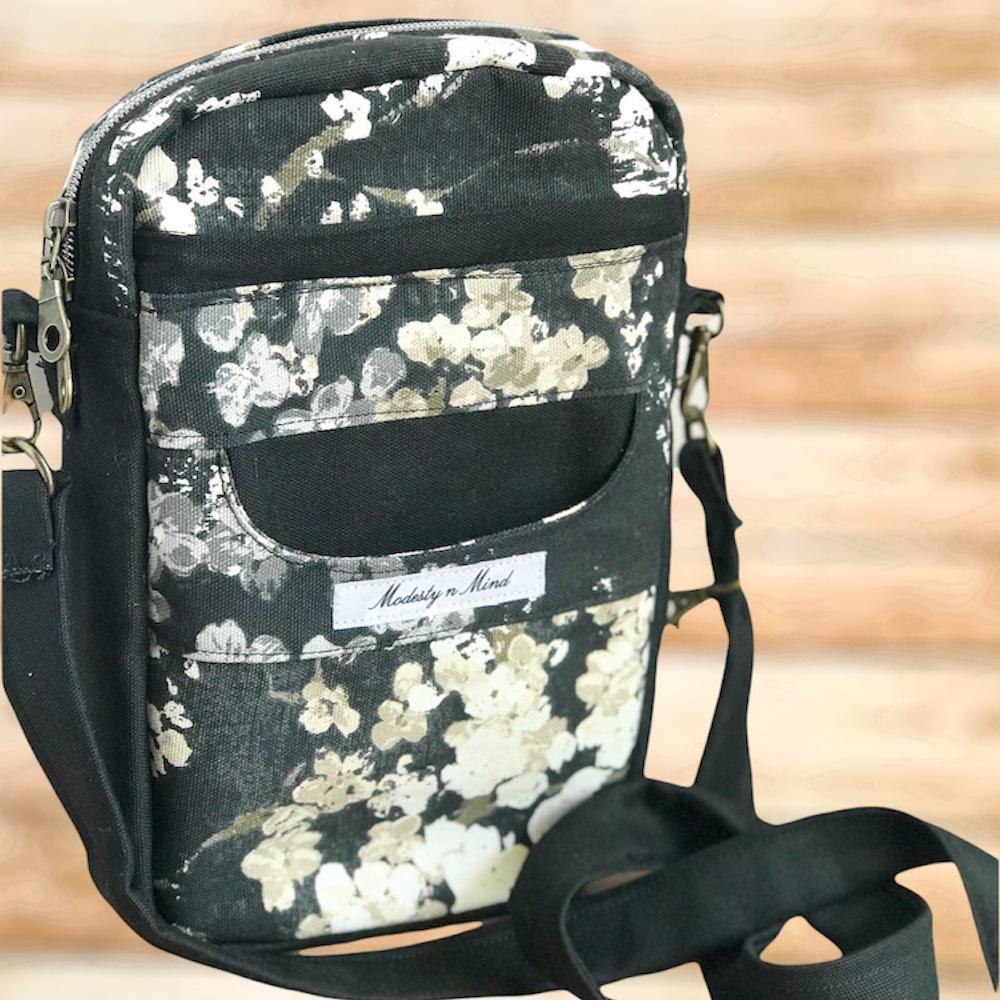 Floral & Black Simple Crossbody-Modesty n Mind-Made to Order,Purses