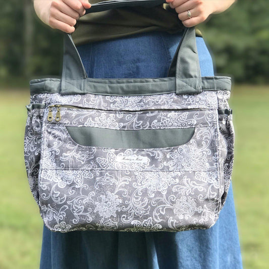 Gray & White Everything Tote-Modesty n Mind-Ready to Ship,Tote Bags
