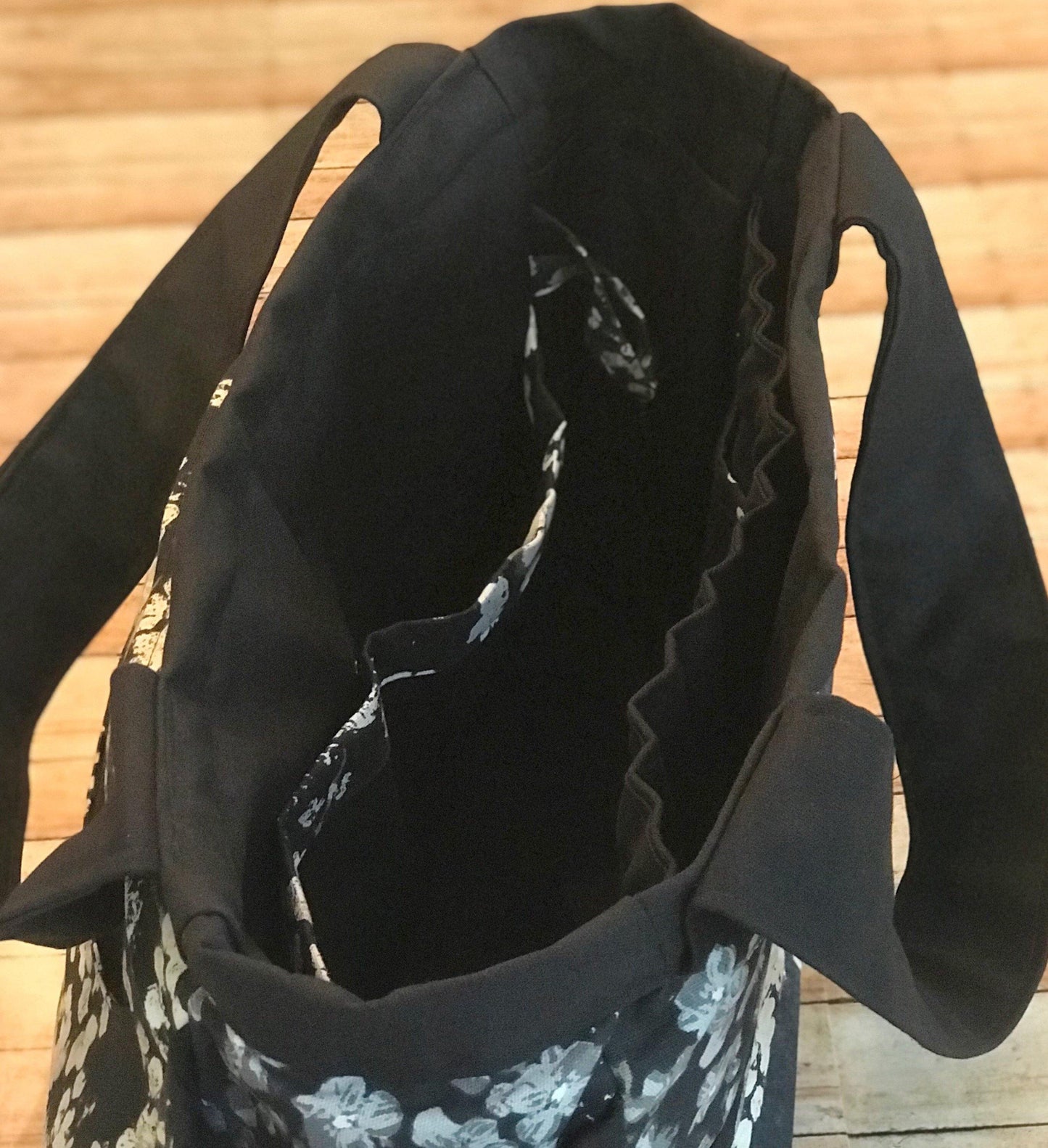 Floral & Black Everything Tote-Modesty n Mind-Made to Order,Tote Bags