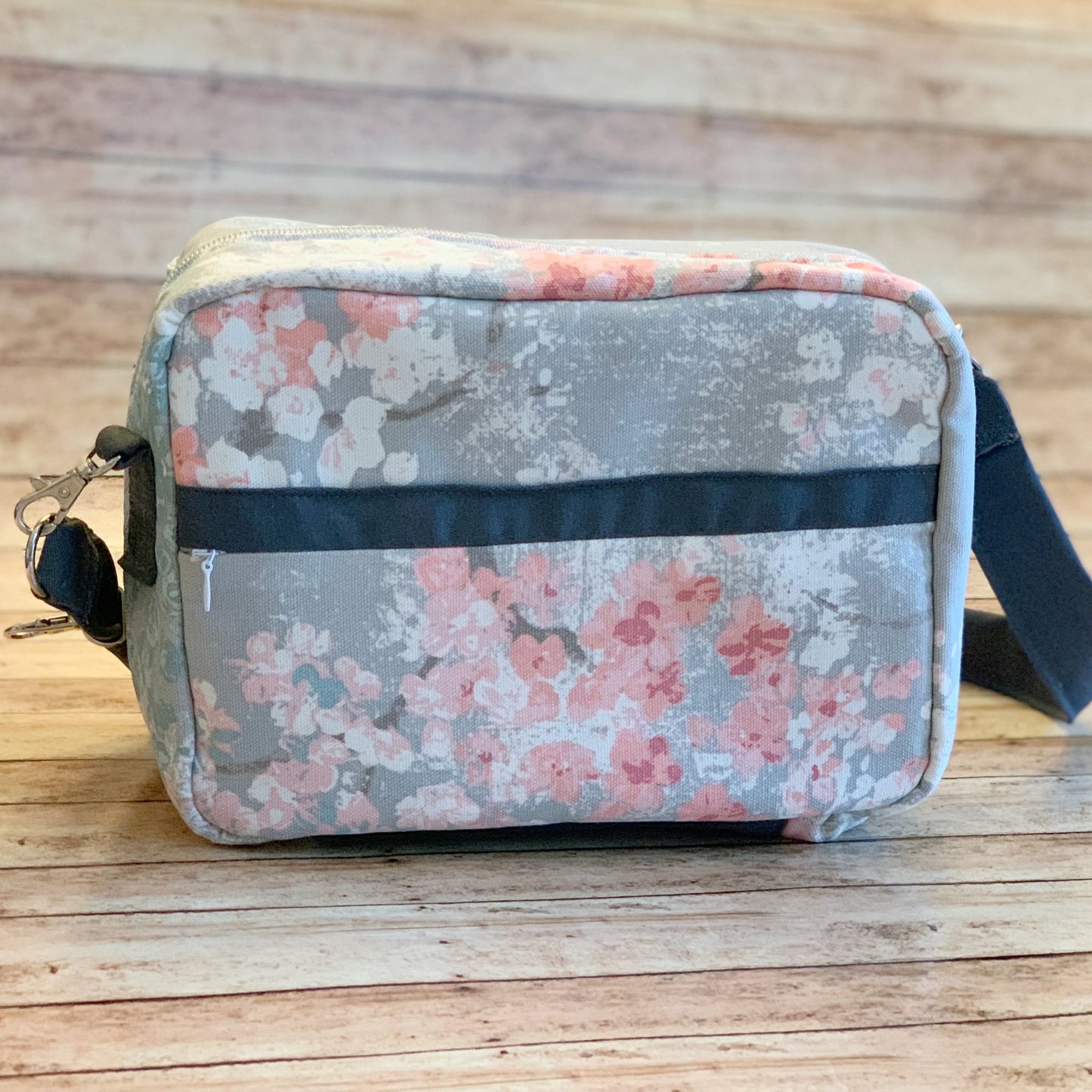Pink Teal & Gray Floral Bible Bag