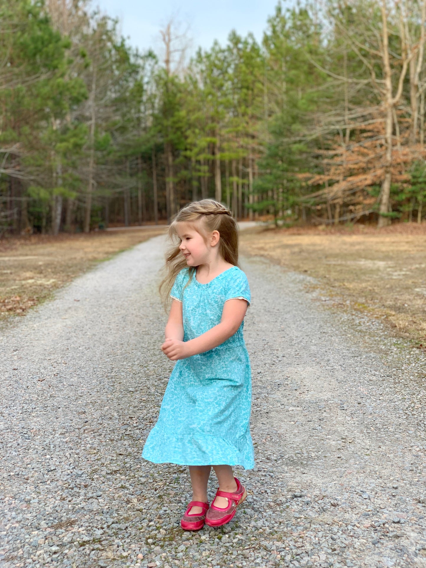 Girls’ Teal Modern Prairie Style Dress