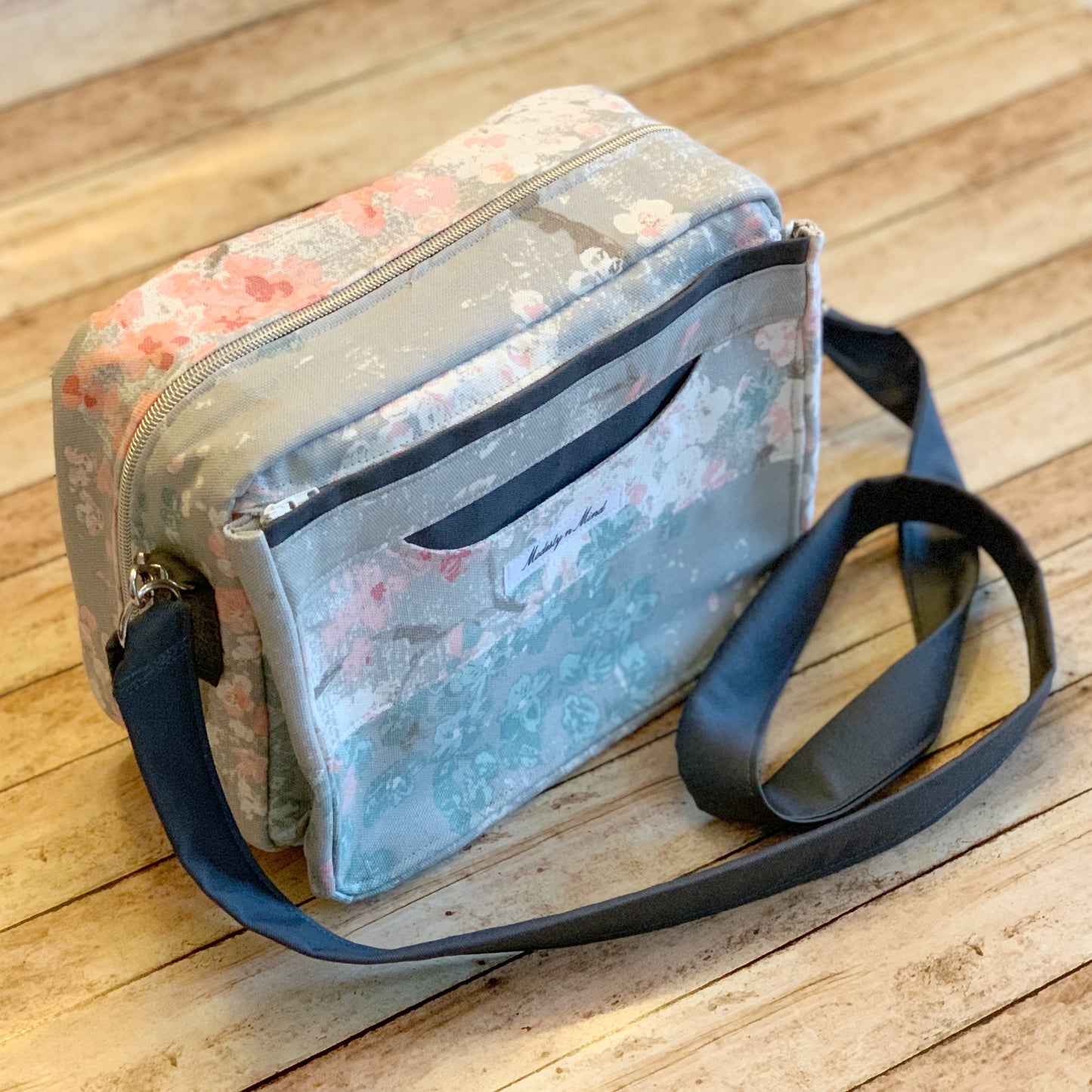 Pink Teal & Gray Floral Bible Bag