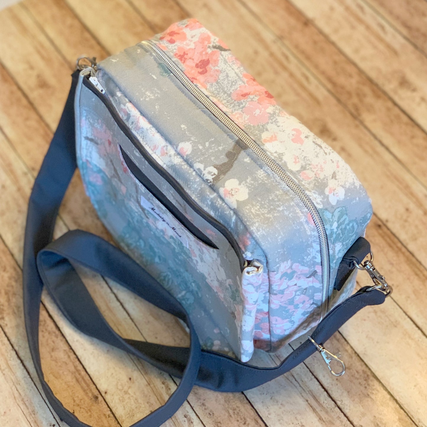 Pink Teal & Gray Floral Bible Bag