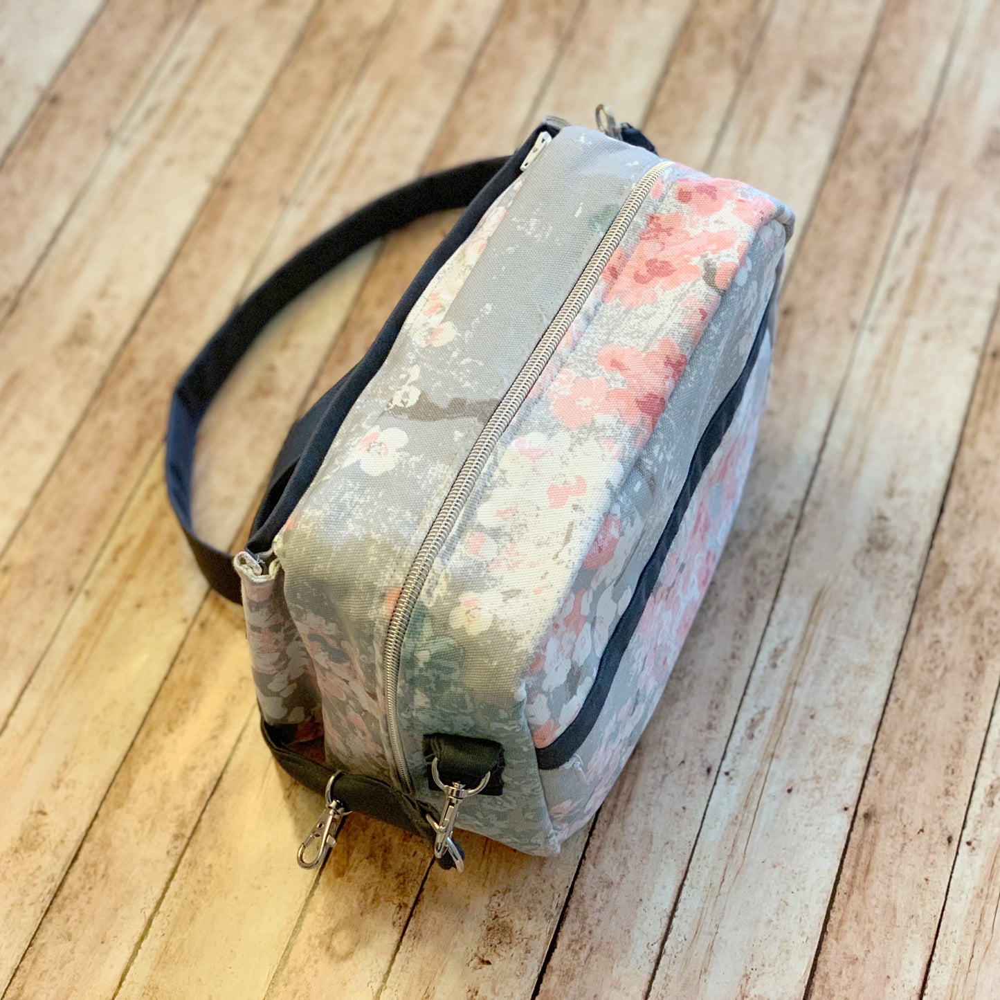 Pink Teal & Gray Floral Bible Bag