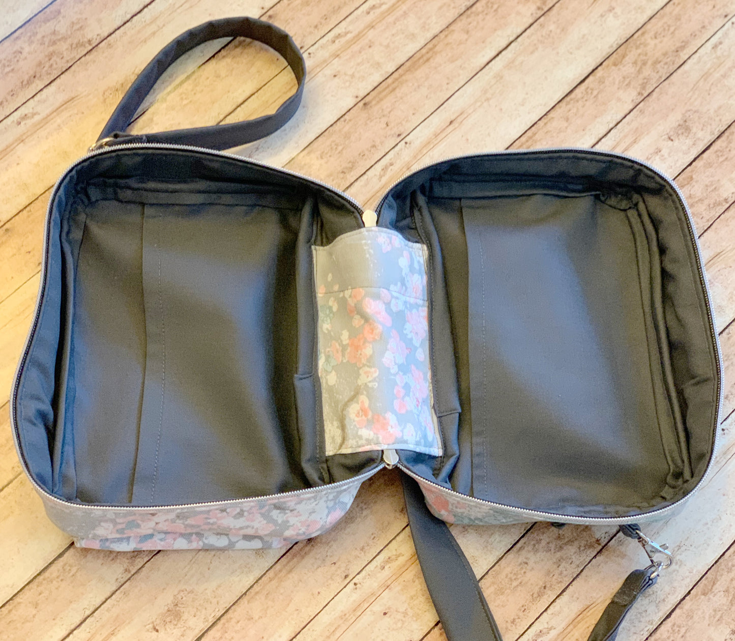 Pink Teal & Gray Floral Bible Bag