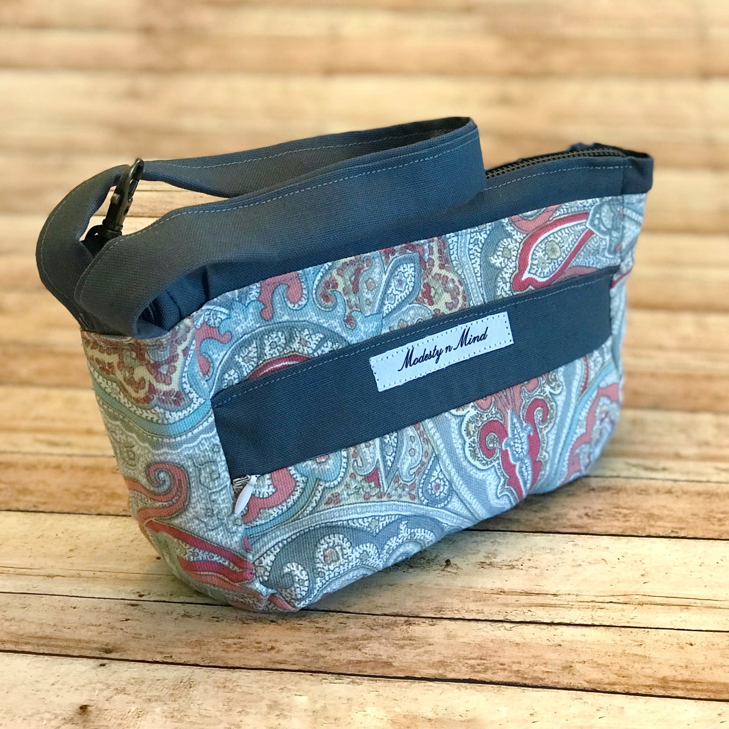 Coral & Gray Casual Wristlet