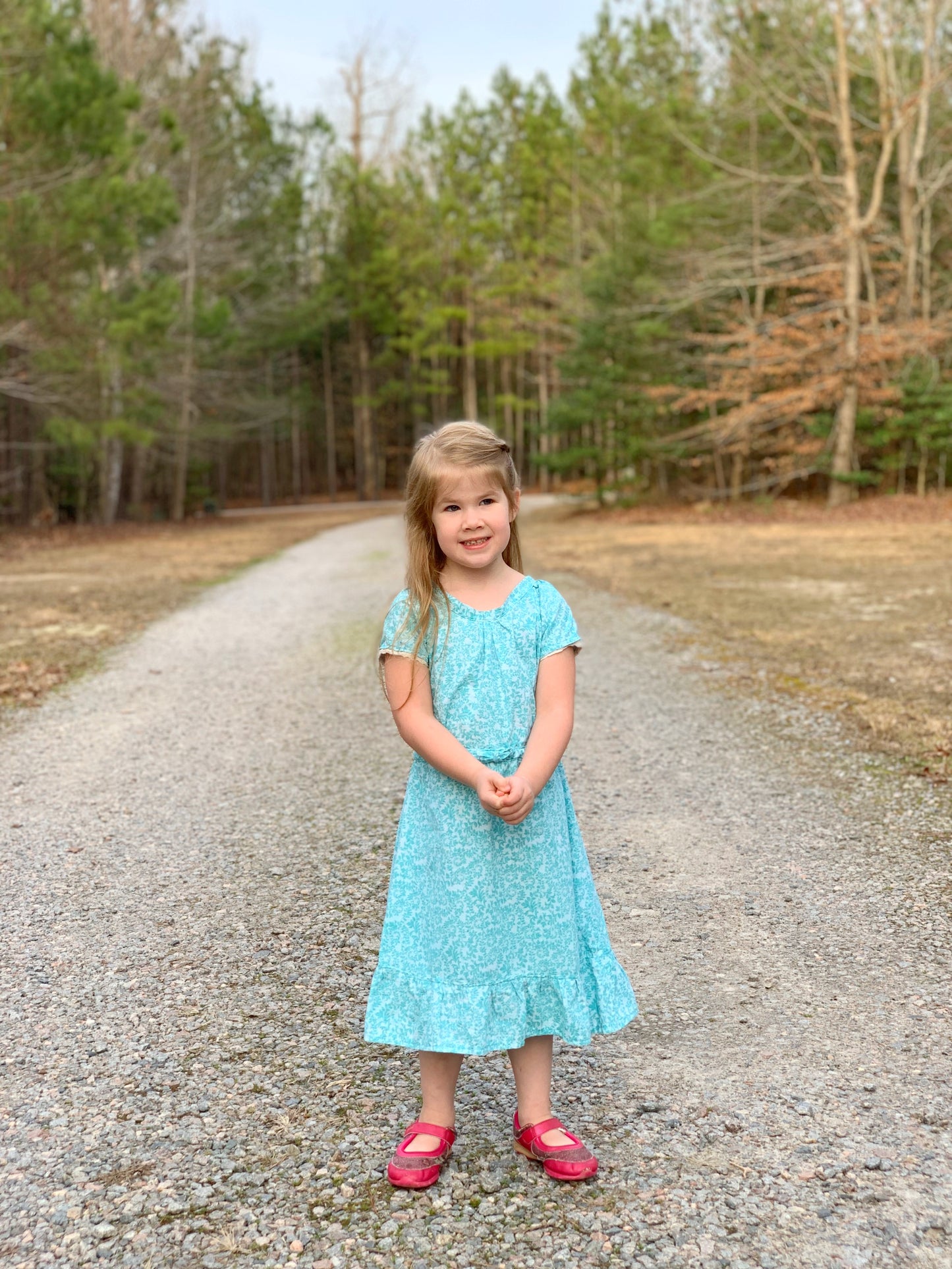 Girls’ Teal Modern Prairie Style Dress