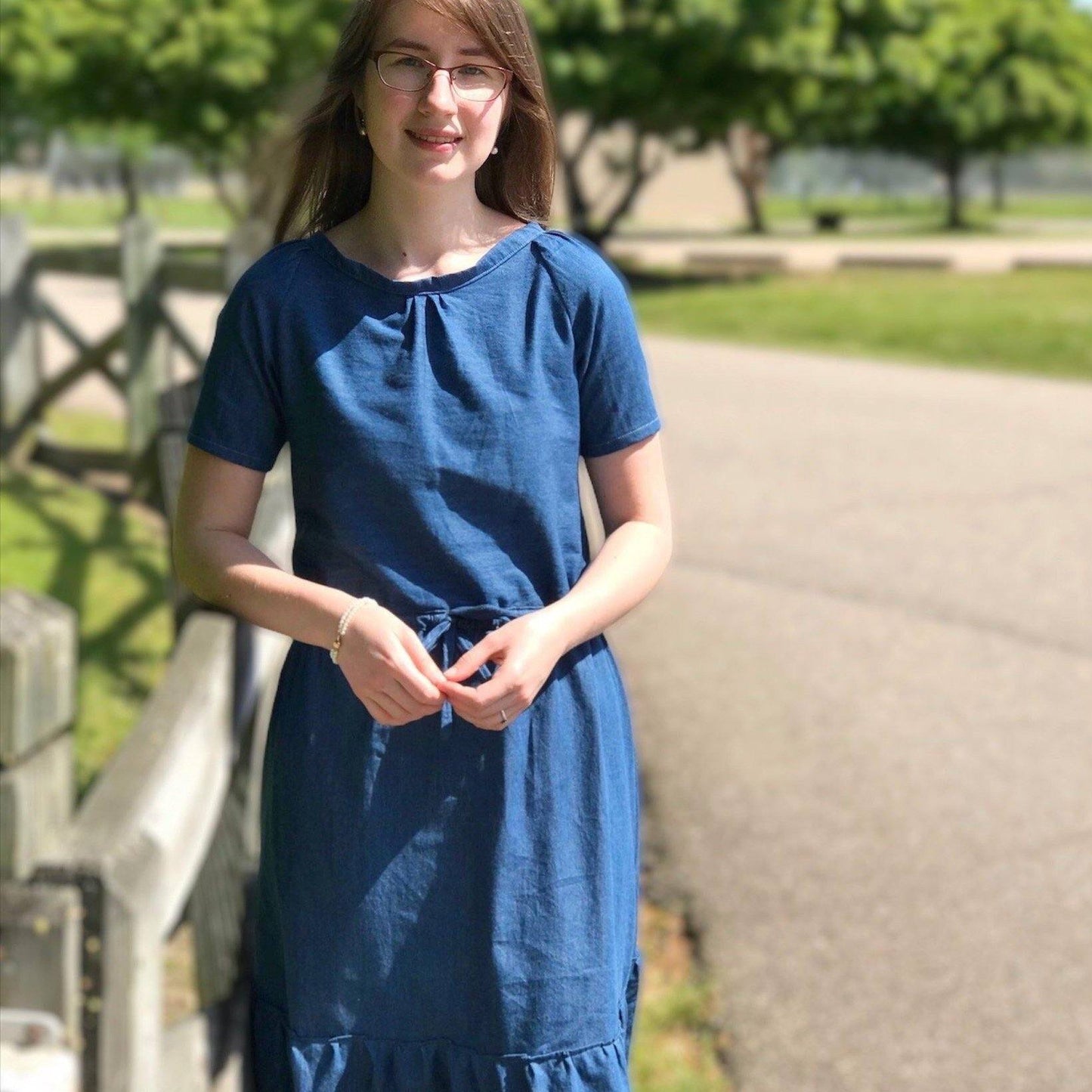 Modern Prairie Style Dress in Denim-Modesty n Mind-Made to Order,Women's Clothing