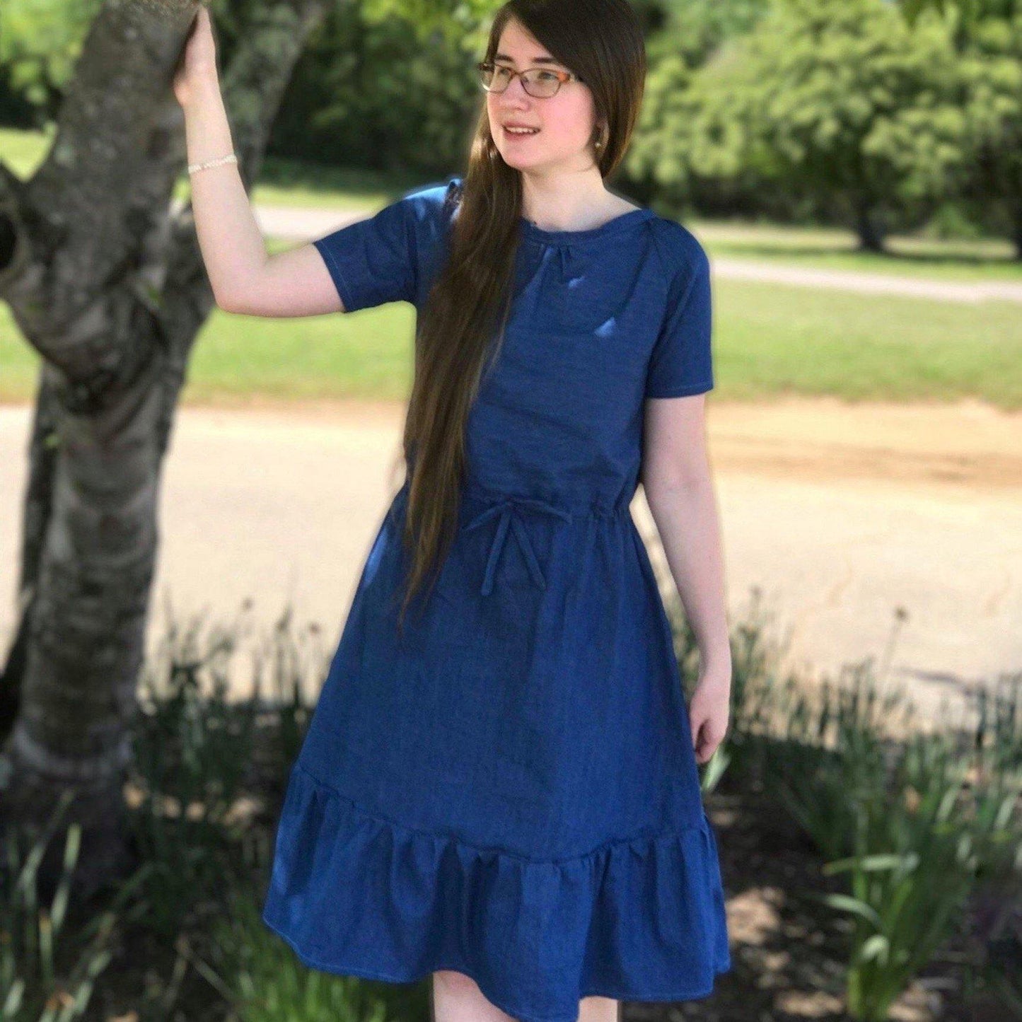 Modern Prairie Style Dress in Denim - Modesty n Mind