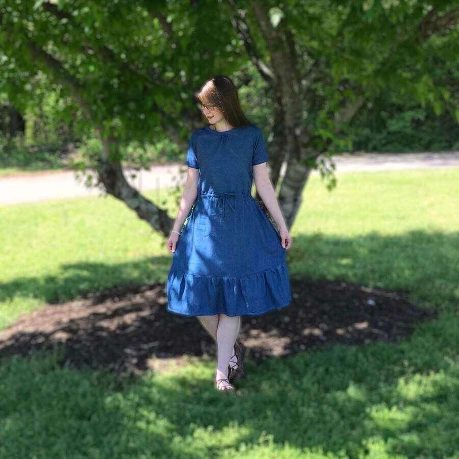 Modern Prairie Style Dress in Denim - Modesty n Mind