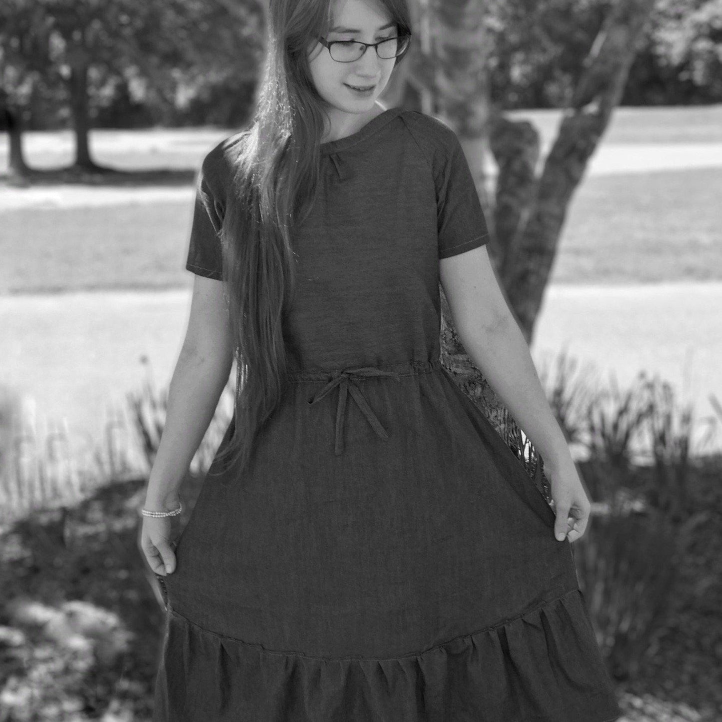 Modern Prairie Style Dress in Denim-Modesty n Mind-Made to Order,Women's Clothing