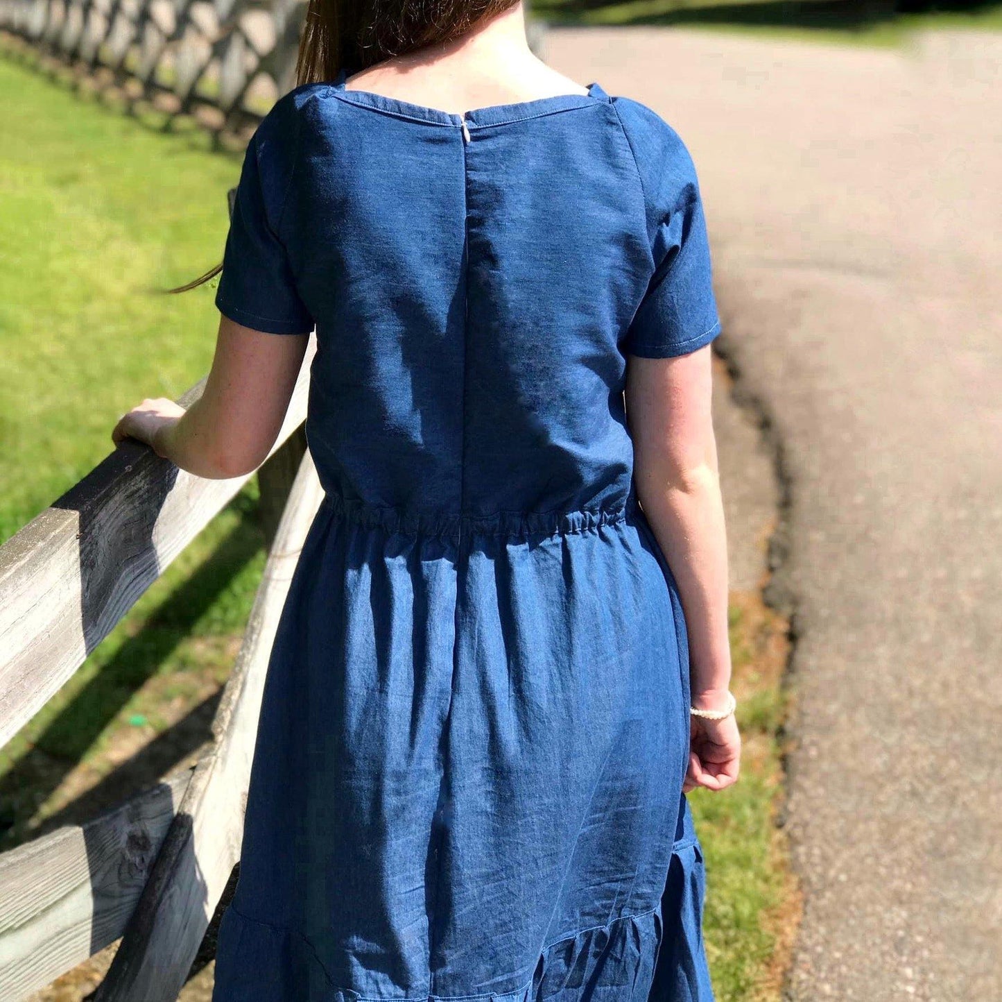 Modern Prairie Style Dress in Denim - Modesty n Mind