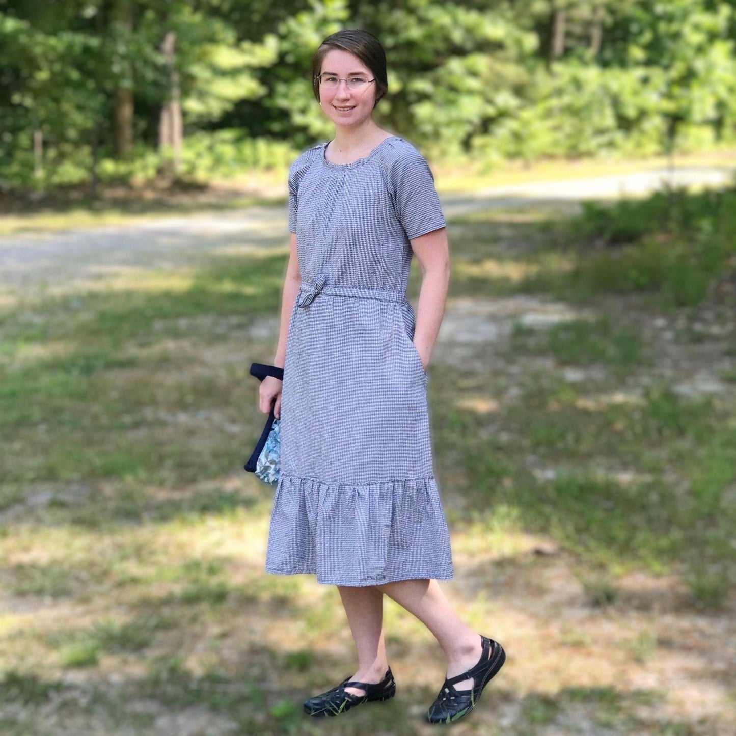 Modern Prairie Style Dress in Seersucker - Modesty n Mind