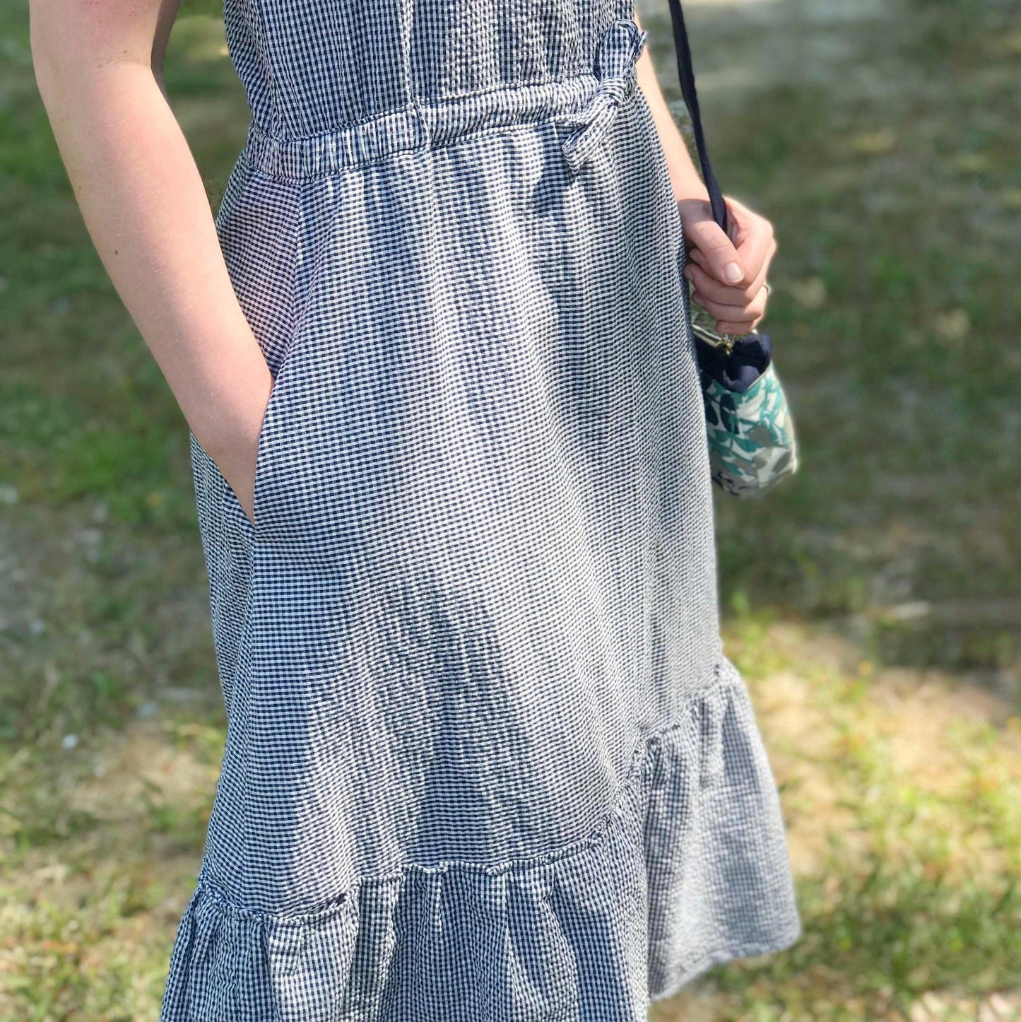 Modern Prairie Style Dress in Seersucker - Modesty n Mind