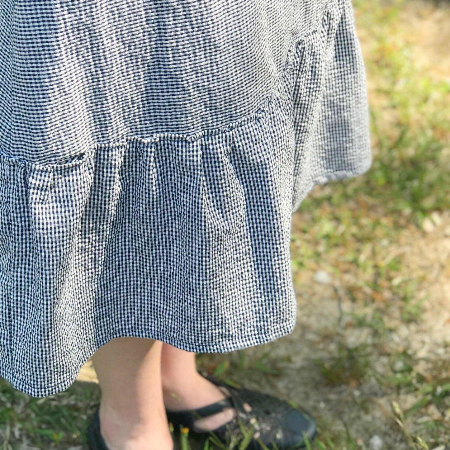 Modern Prairie Style Dress in Seersucker - Modesty n Mind