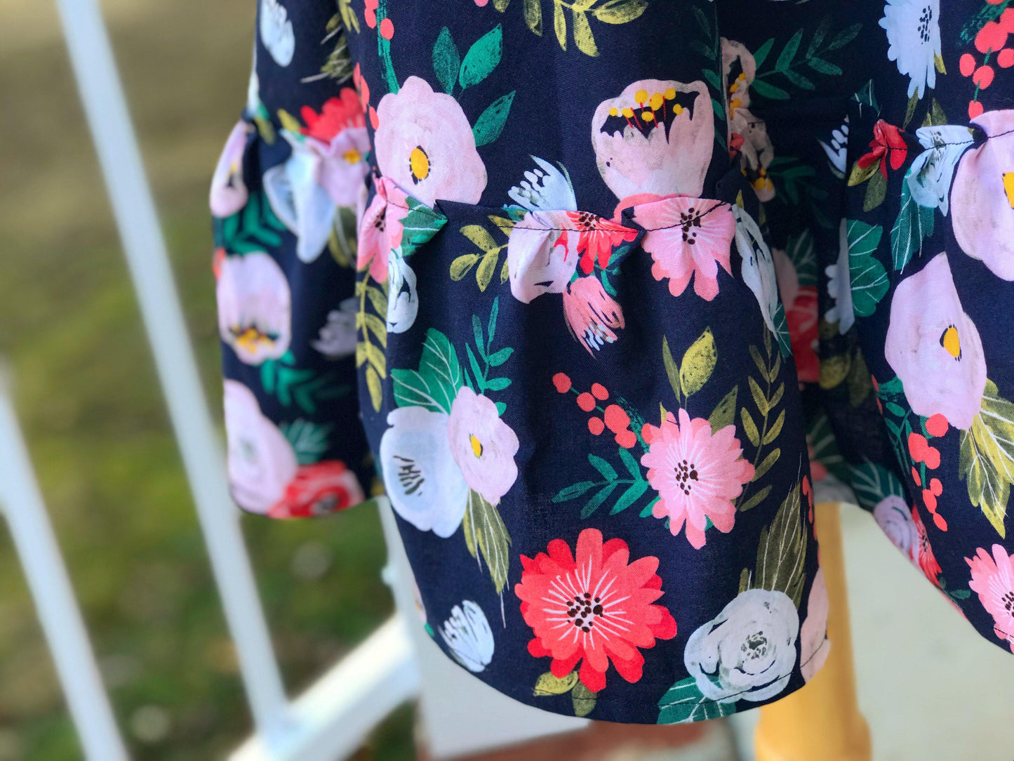 Navy Floral Modern Prairie Skirt-Modesty n Mind-Girls' Clothing,Grow-with-me Clothing,Made to Order
