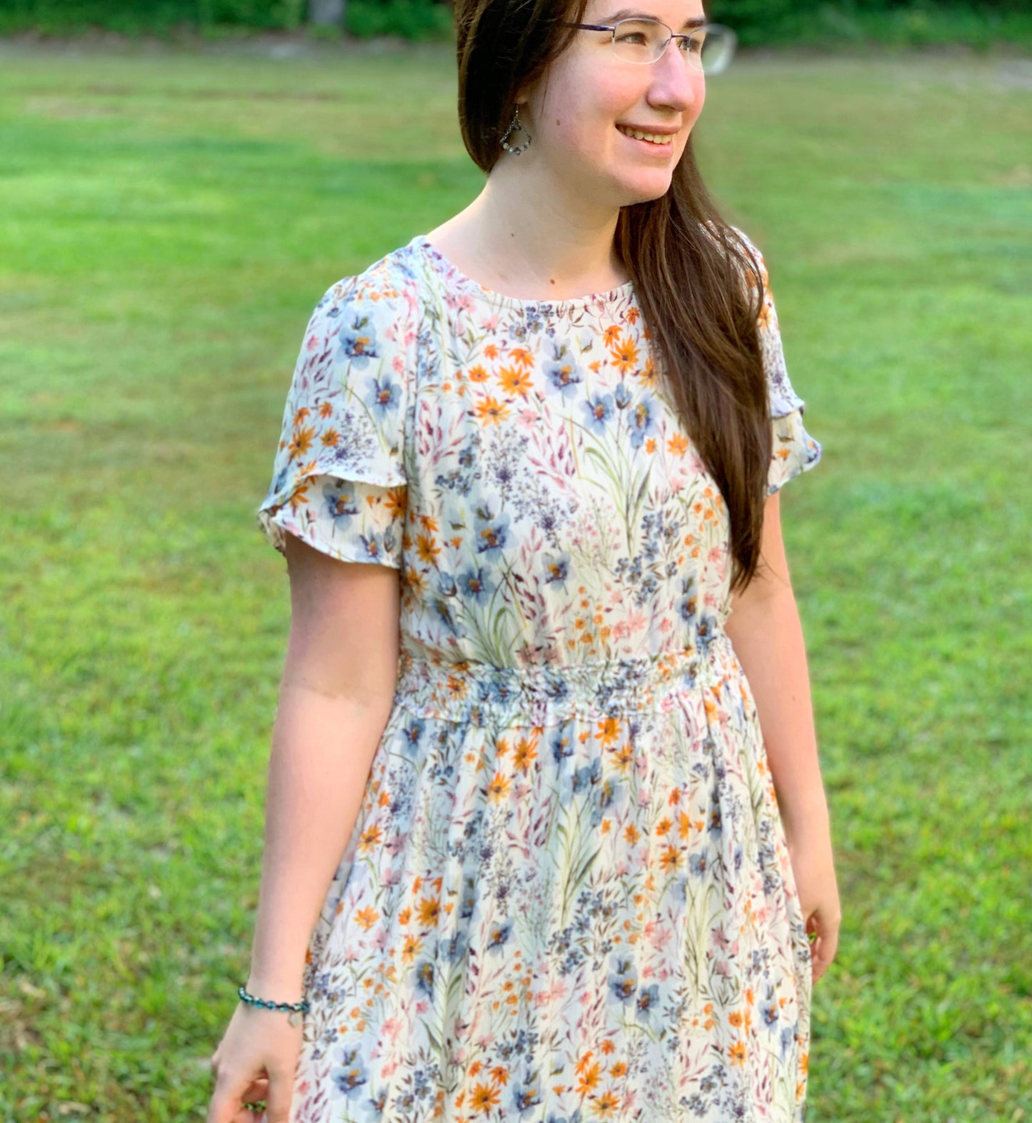 Floral-full Smocked Dress