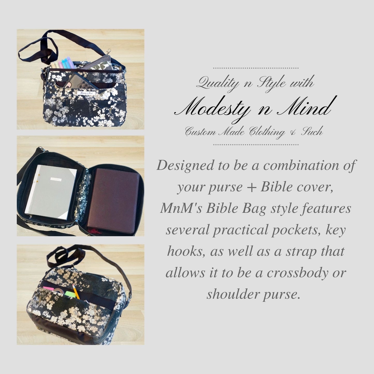 Coral Gray Bible Bag + Wristlet Set