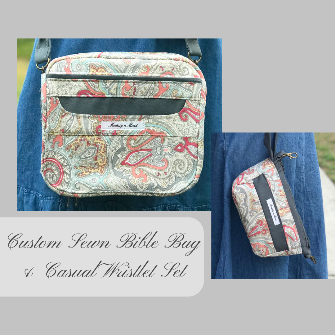 Coral Gray Bible Bag + Wristlet Set