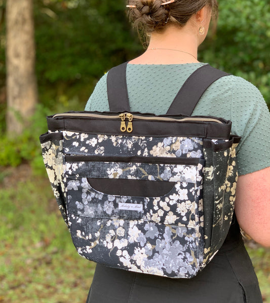 Black Floral Everyday Backpack