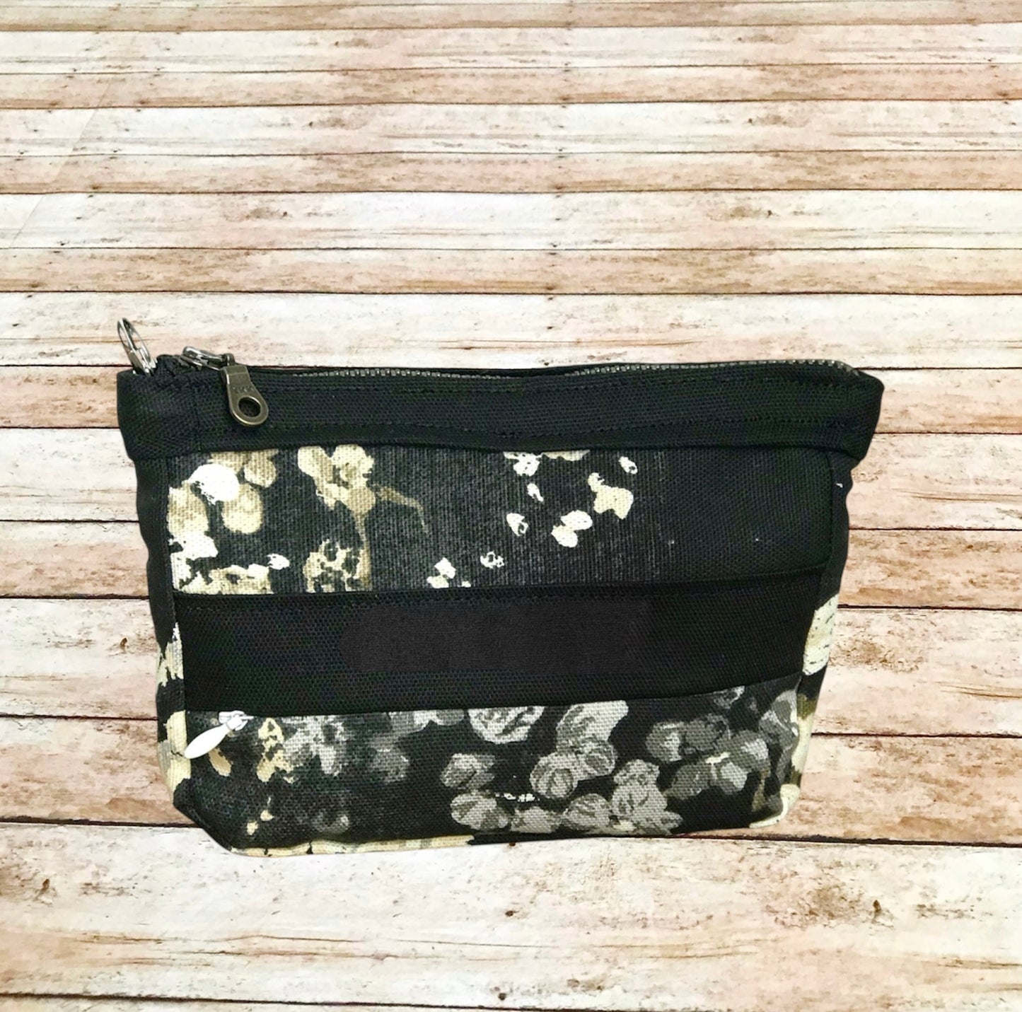 Floral & Black Mini Wristlet Wallet