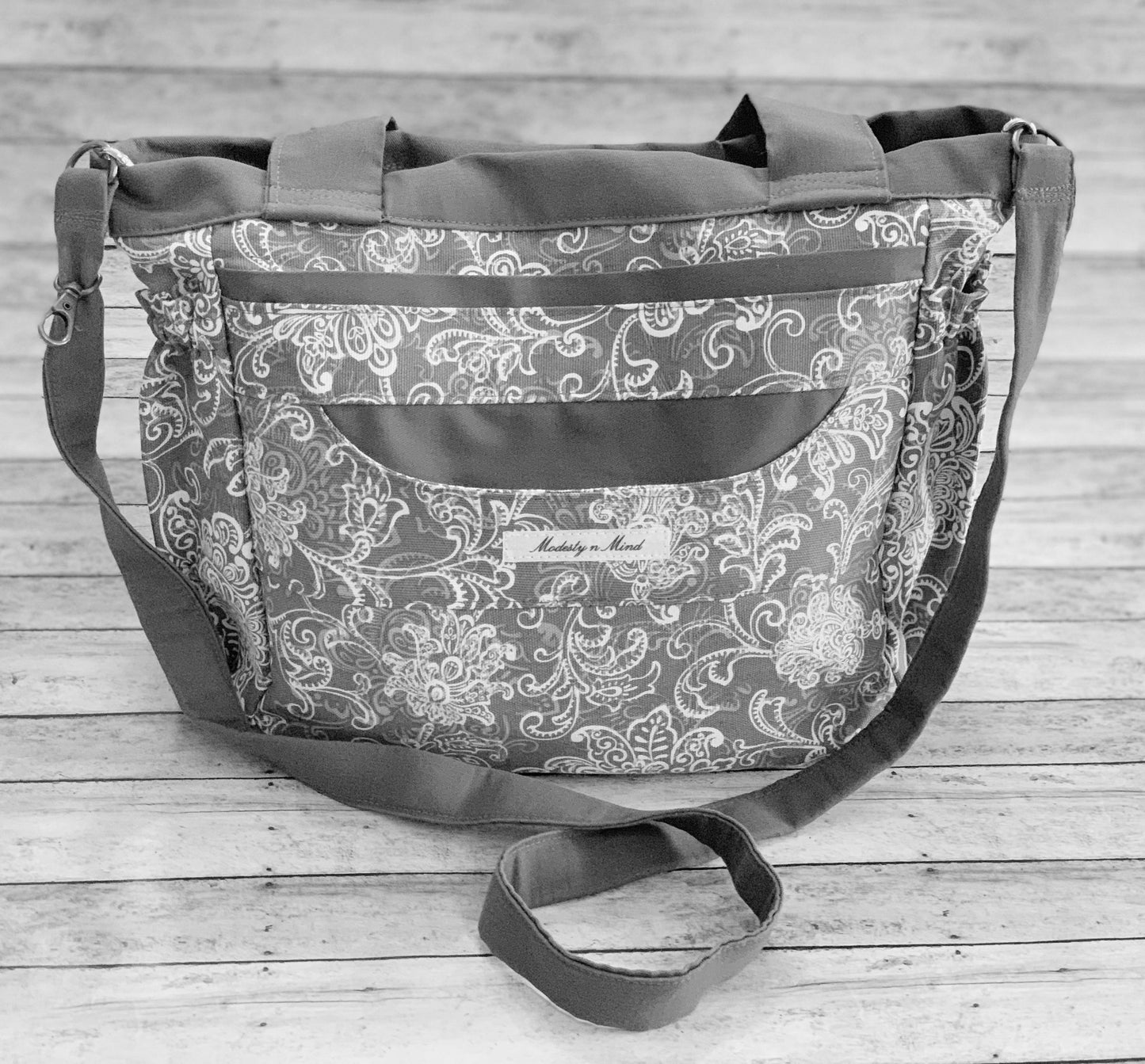 Pink Teal & Gray Floral Mini Everything Tote