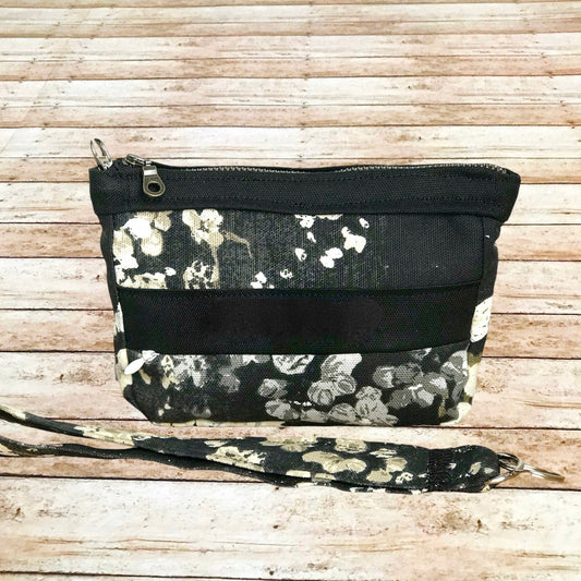 Floral & Black Mini Wristlet Wallet