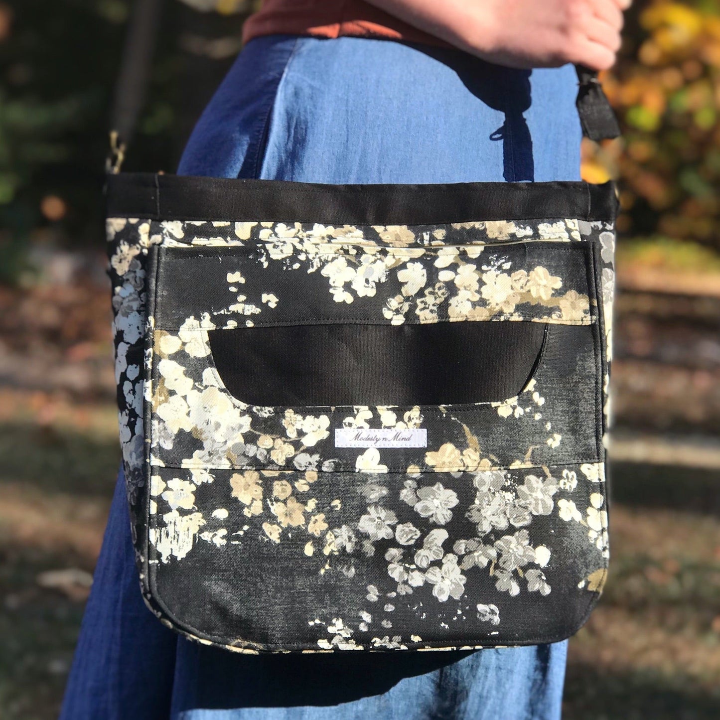 Floral & Black Casual Bag