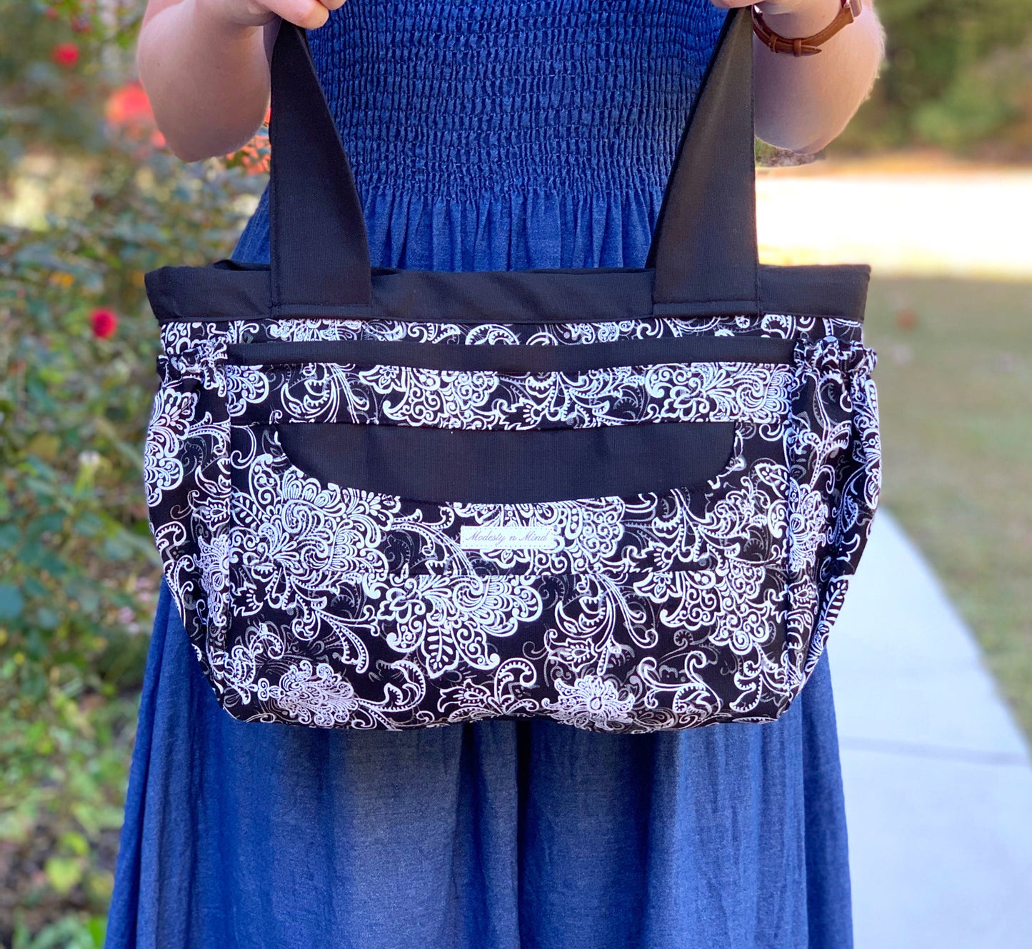 Black & Charcoal Mini Everything Tote + Black Casual Wristlet Set