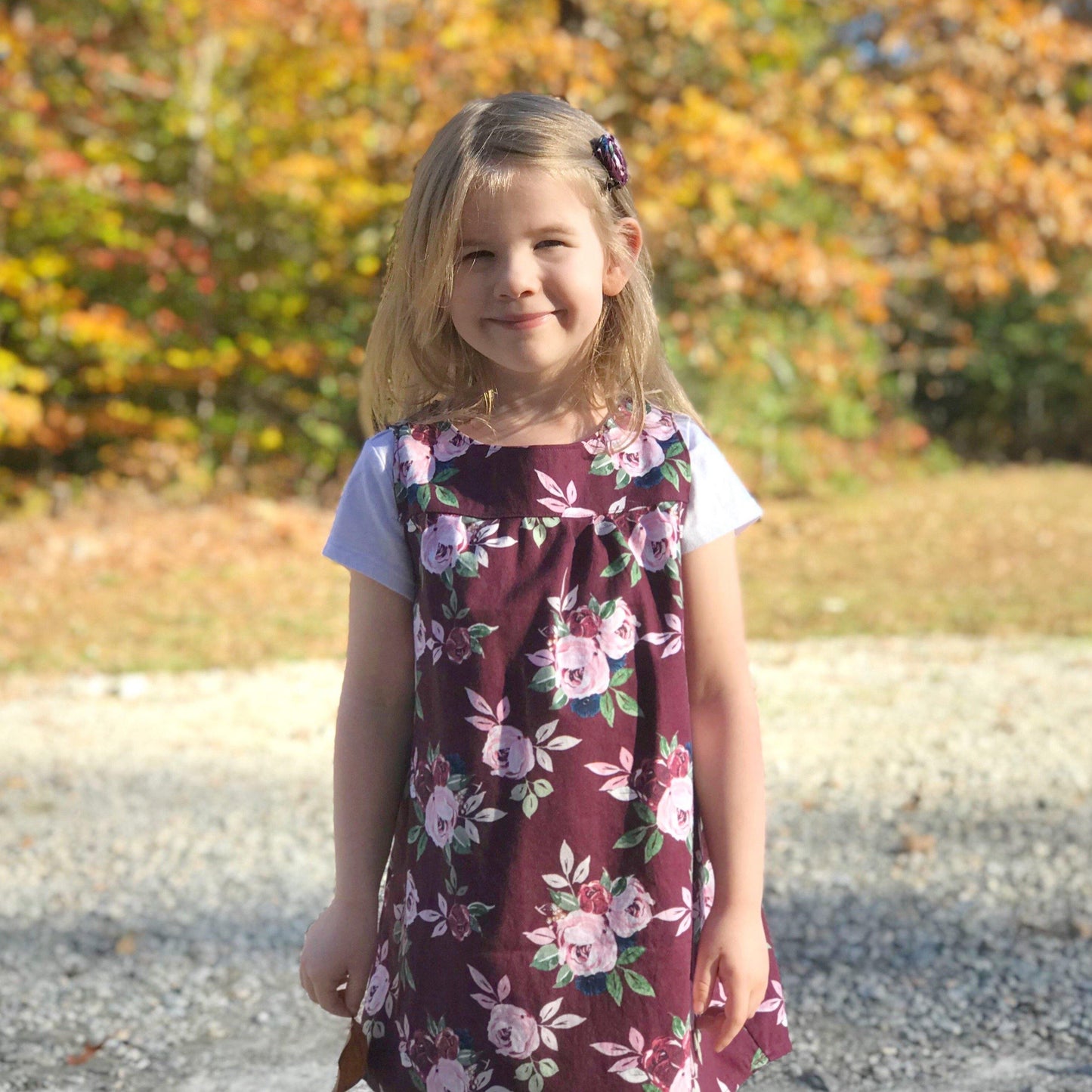 Burgundy Floral Elinor Shirt-Dress-Modesty n Mind-Girls' Clothing,Grow-with-me Clothing,Made to Order