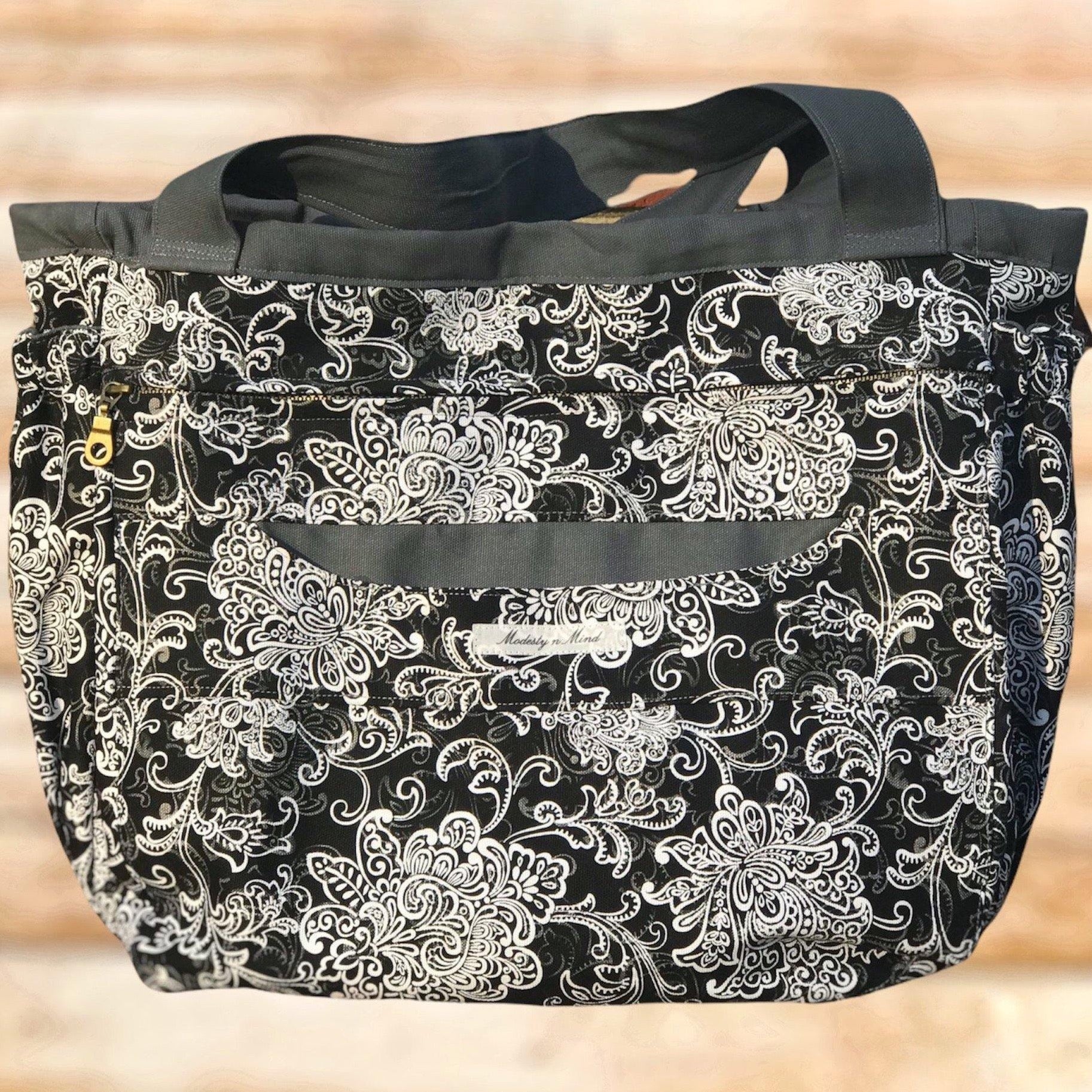 Charcoal & Black Everything Tote-Modesty n Mind-Ready to Ship,Tote Bags