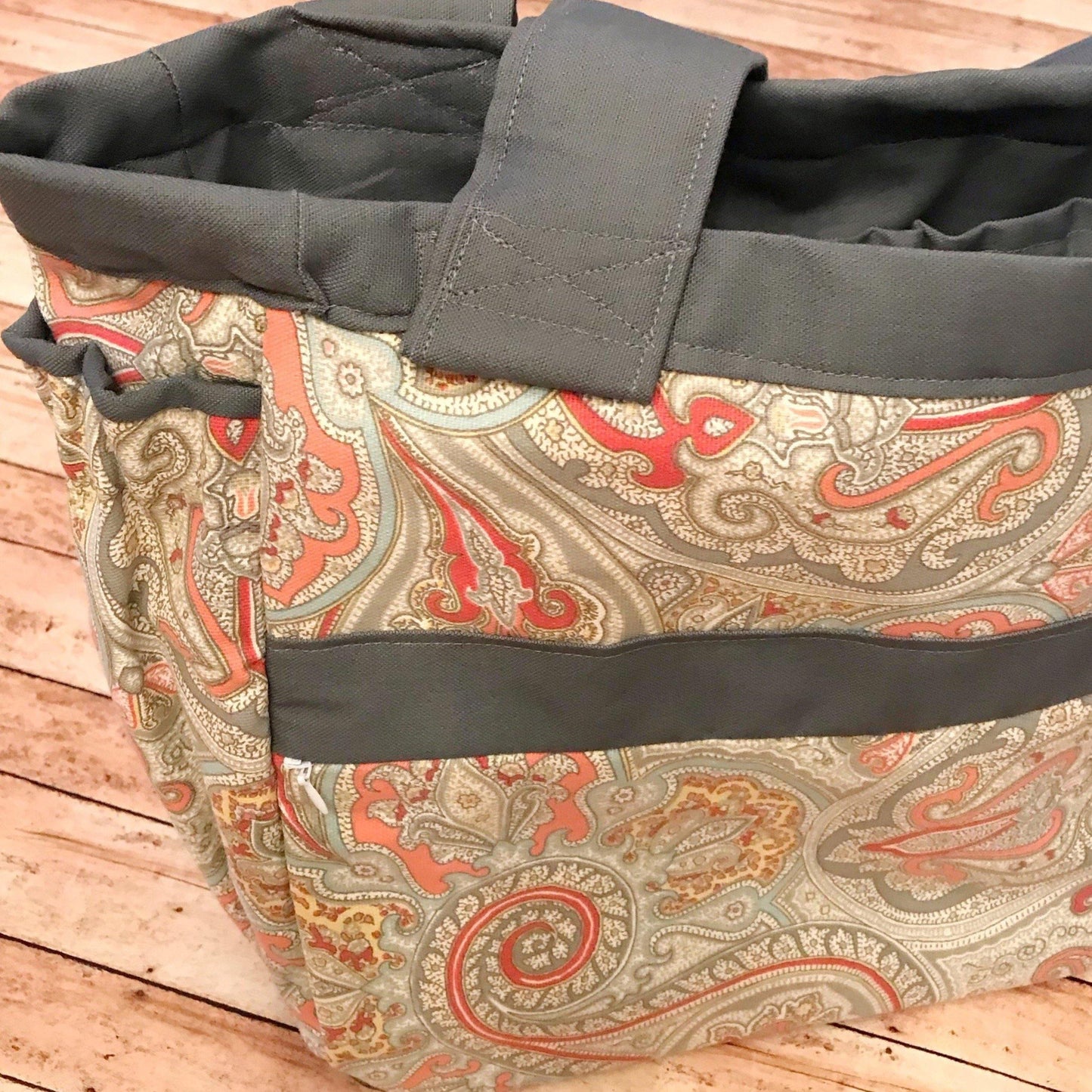 Coral & Gray Everything Tote-Modesty n Mind-Made to Order,Tote Bags