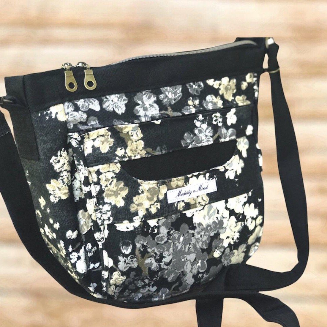 Floral & Black Casual Bag-Modesty N Mind-Made to Order,Purses